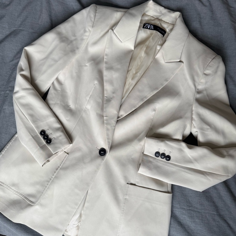 Zara Single Button Cream Blazer (L)